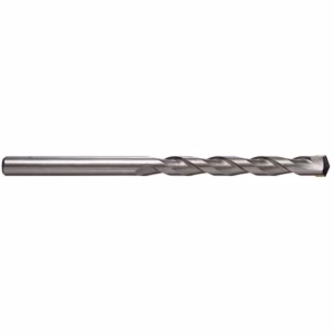 Metal twist drill bit with helical flutes shown in profile on a white background, used for drilling holes in metal or wood (single bit).