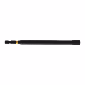 Long black tool extension with a hex-drive bit at the left end and a rounded handle at the right end.