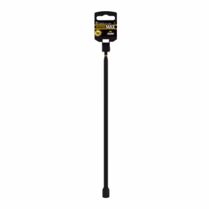 Long black socket wrench extension bar with a square-drive head, standing upright against a white background, packaging label at the top