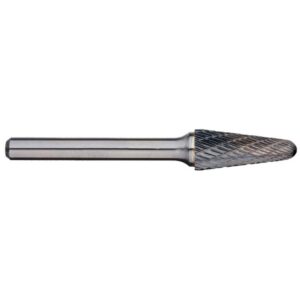 1/2in Included Angle Carbide Burr, 1/4in shank dia - 6in Long