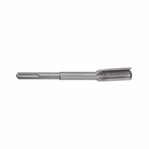 Single metal screwdriver bit with a longitudinal hex shank resting horizontally on a white background