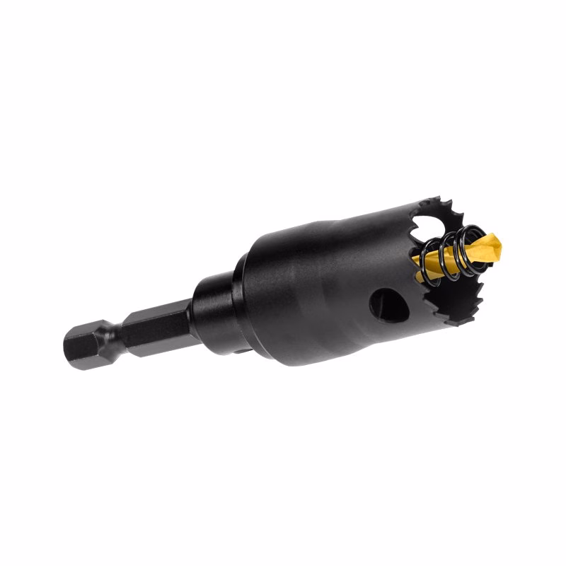 HSF16_03 - Alpha Tools Black annular drill cutter with hexagonal shank and exposed cutting teeth at the end, designed for metal drilling