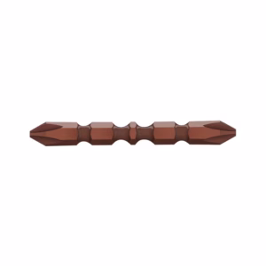 Brown, segmented cylindrical rod with faceted ends, viewed from the side.