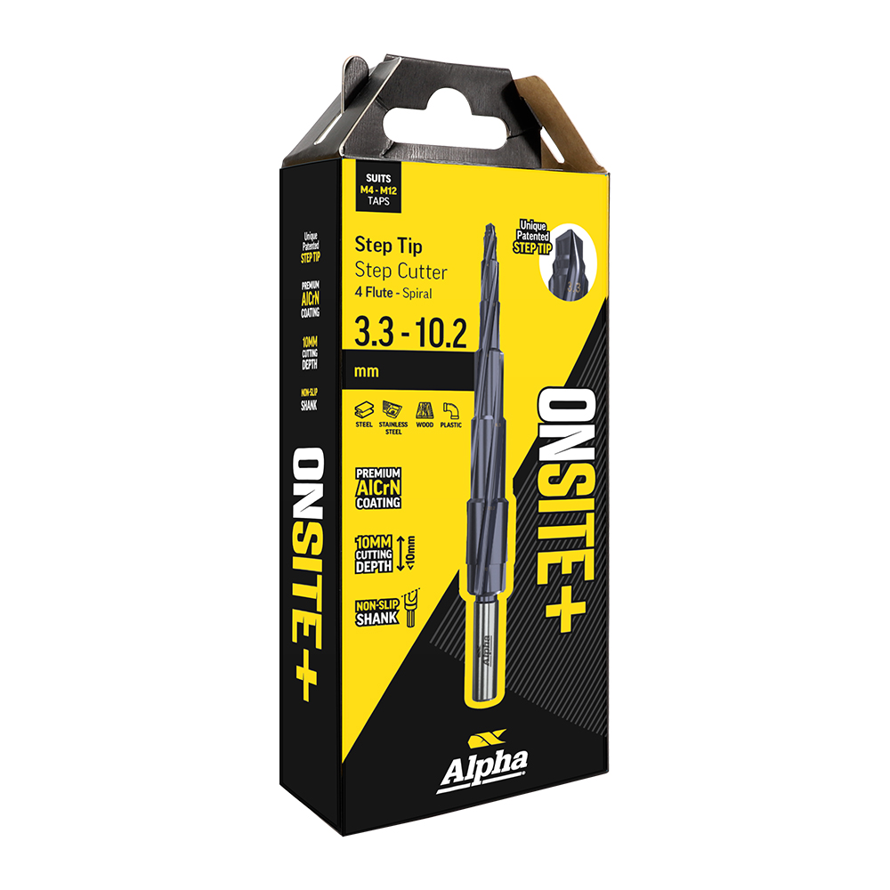Alpha onsite plus step tip step cutter 3 3 10 2mm m4 m12 alpha