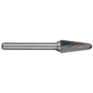 3/8in Included Angle Carbide Burr, 1/4in shank dia - 6in Long