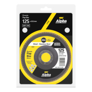 Flap Disc 125mm Z40 Grit Zirconia Alpha Carded (Pk 1)