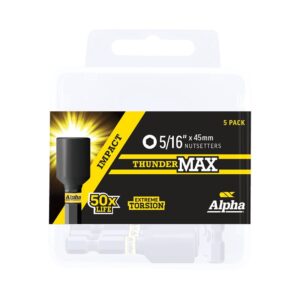 ThunderMax 5/16in x 45mm Impact Magnetic Nutsetter Handipack (x5)