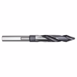 Twist drill bit with helical flutes and a cylindrical shank, metal finish