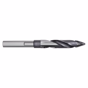 End mill cutting tool with twisted flutes and a 16 mm diameter shaft/marking on the shank