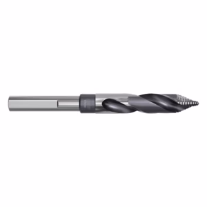 Metal twist drill bit with helical flutes and threaded tip for cutting metal