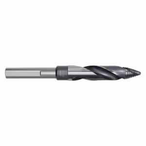 Twist drill bit for metal with spiral flutes and a cylindrical shank, shown horizontally.