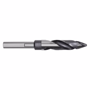 Twist drill bit with helical flutes and a cylindrical shank, shown against a white background.