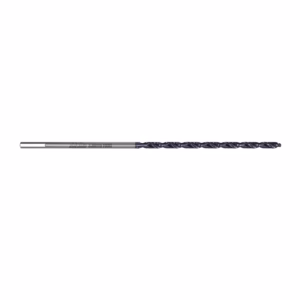 High-speed steel twist drill bit with a chrome finish, shown horizontally on a white background for metal drilling context