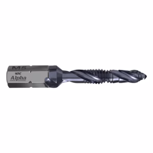M5 Alpha drill bit with twisted flutes for metal drilling on a shank.