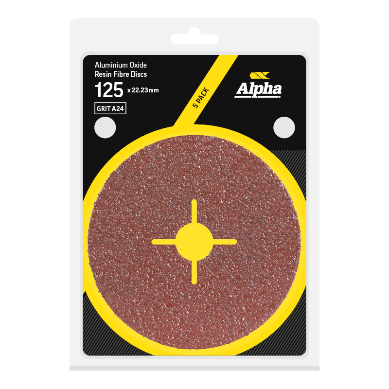 Resin Fibre Disc 125mm A24 Grit AlOx Carded (Pk 5)