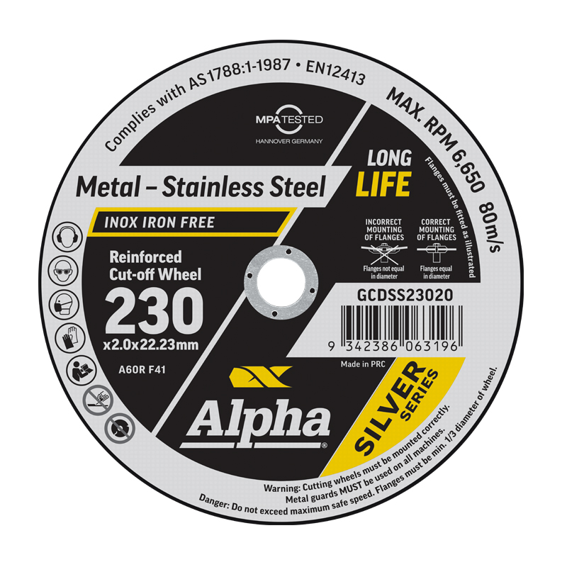 Cutting Disc 230 x 2mm Silver Series Bulk