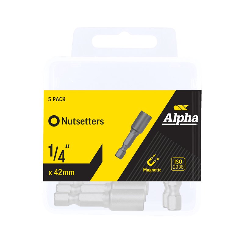 Nutsetter 1/4in x 42mm Magnetic x 5 Handipack