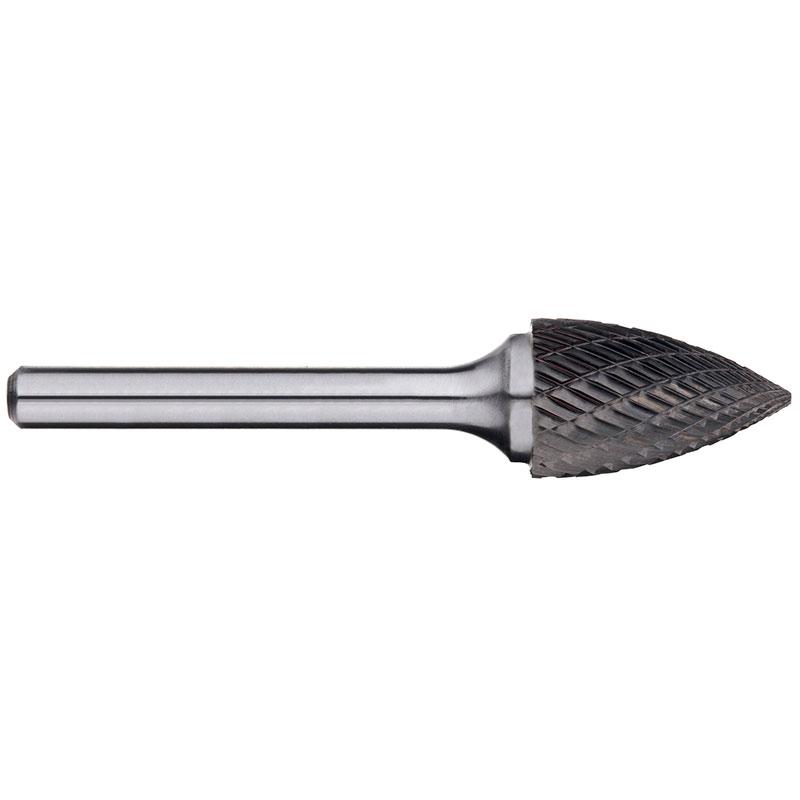 1/2in Tree Pointed Nose Carbide Burr, 1/4in shank dia.