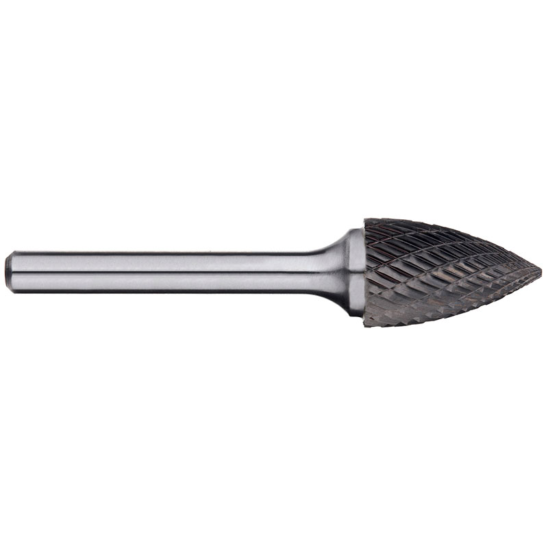 5/8in Tree Pointed Nose Carbide Burr, 1/4in shank dia.