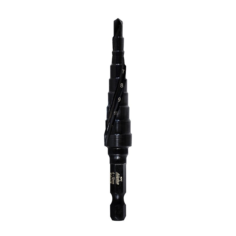 ThunderMax Step Drill Spiral Flute 4-12mm Metric 1/4in Impact Shank