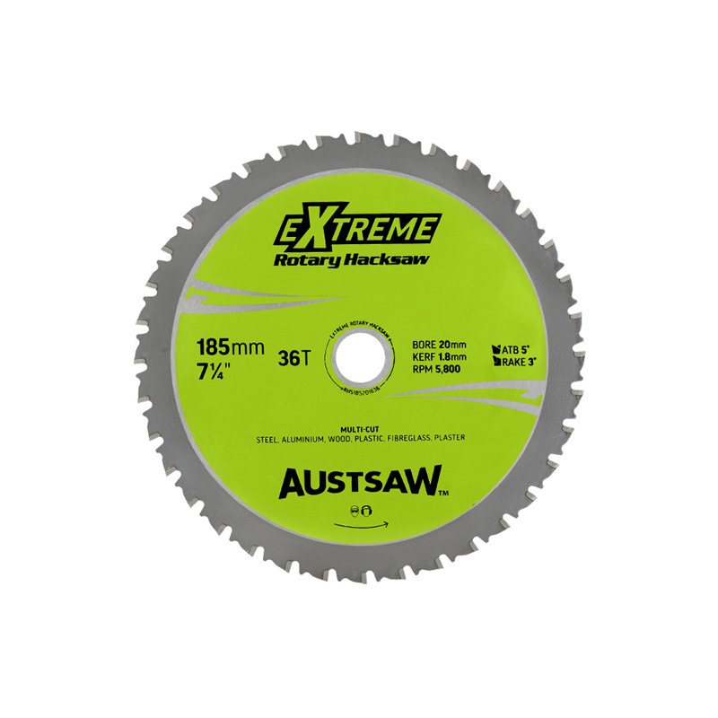 Austsaw - 185mm (7in) Rotary Hacksaw Blade - 20/16mm Bore - 36 Teeth
