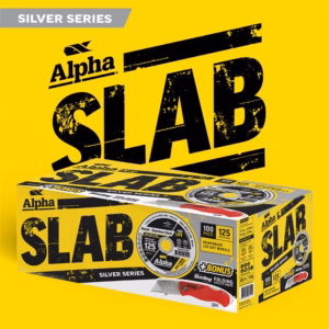 Alpha SLAB | 125x1.0mm Silver Series Cutting Disc x100 | Bonus Sterling Folding Utility Knife