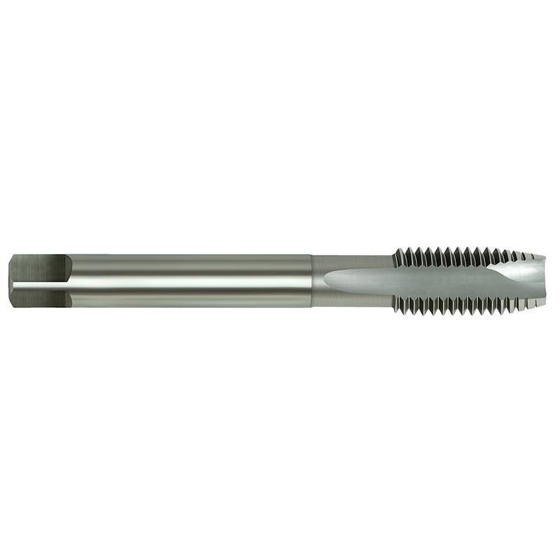 CNC cutting tool with a long cylindrical shank and a spiraled threaded end for thread milling