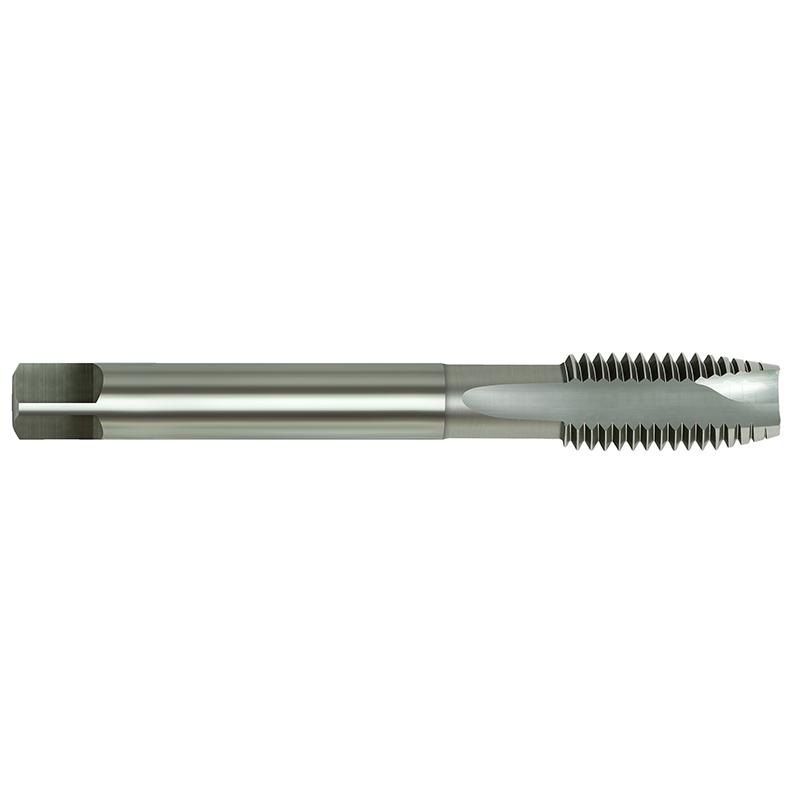 Metalworking thread tap with a cylindrical shank and helical cutting threads used to cut internal threads in metal.