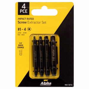 4 Pce | Alpha Screw Extractor Set | M4-M14 & 1/4in Drive Met/Imp