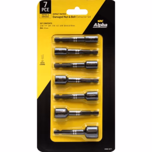 7pce | Alpha Damaged Nut & Bolt Extractor Set | 1/4in Hex Drive Met/Imp